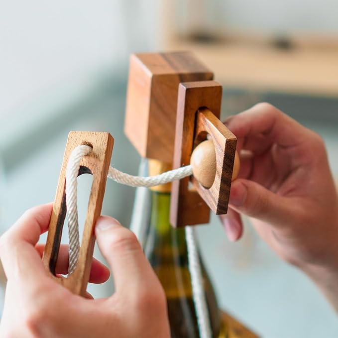 BSIRI Think for Bottle Puzzle - Challenging Brain Teaser and Bottle Holder Game, Functional Bottle Storage, Ideal Bottle Lover Gifts, Fun Gifts, Games, and Romantic Farmhouse Decor
