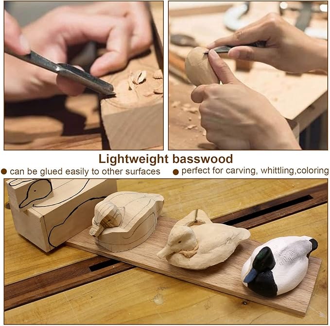 RHBLME 40 PCS Basswood Carving Blocks, 4" x 1" x 1" Unfinished Wood Blocks for Carving, Wooden Cubes Soft Solid Wooden Basswood for Wood Carving Beginners or Expert Carvers and Whittling
