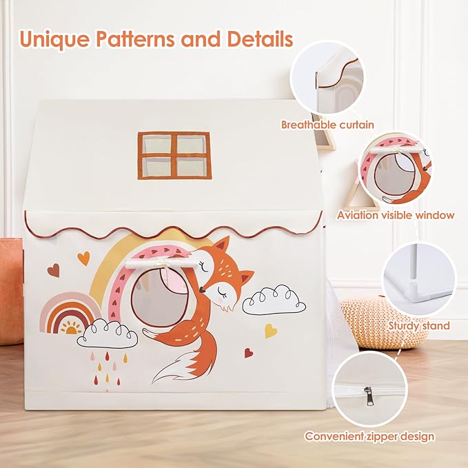 Kids Tent Animals Toddler Playtent for Boys Girls,Large and Foldable Kids Playhouse with Windows, Portable and Lightweight Play Tent Indoor&Outdoor for Gift to Toddlers