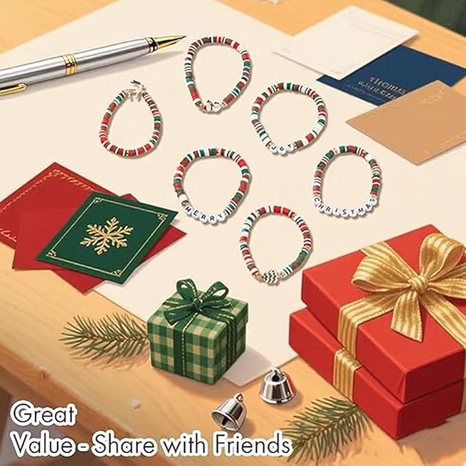 Ytuaebni Christmas Clay Beads Bracelet Making kit，2550 Christmas Charms Friendship Bracelet Necklace Earring for Necklace Jewelry Making Kit DIY Crafts Gift Supplies