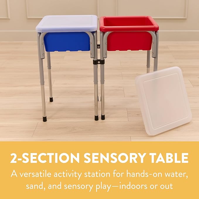 Double Sensory Table with Lids, Adjustable Table, Blue/Red