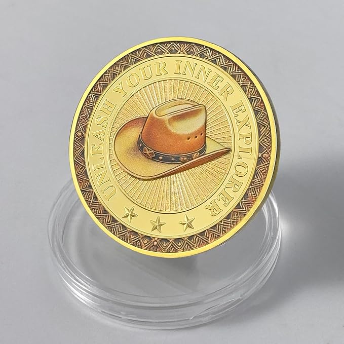 AtSKnSK Memento Mori Coin Momento Mori Coin Skull Coin Stoic Gifts Memento Mori Calendar Living Memento Mori Amor Fati Coin (Cowboy Skeleton)