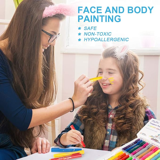 Washable Tempera Paint Sticks | Non-Toxic, Quick Drying & No Mess Paint Sticks for Kids, Best Art Birthday Gifts for Kids (12 Colors)