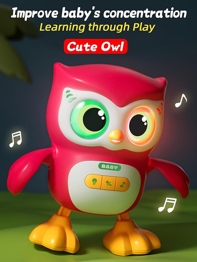 Kids Education Music Dancing Owl Toy, Baby Crawling Musical Dancing Toy for 3-12 Months Toddlers, with Lights, Music and Dance, Birthday Gift for Boys and Girls