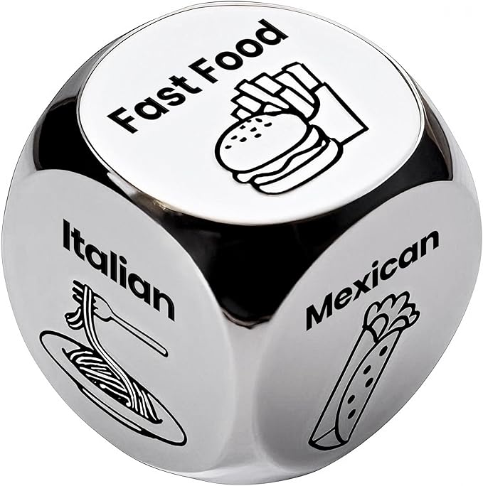 Father's Dad Gifts from Wife Daughter Son,Food Dice,Anniversary Steel Food Decision Dice Couple Gifts for Women Men Birthday Wedding Funny Gifts for Boyfriend,Girlfriend,Men,Women,Wife,Husband
