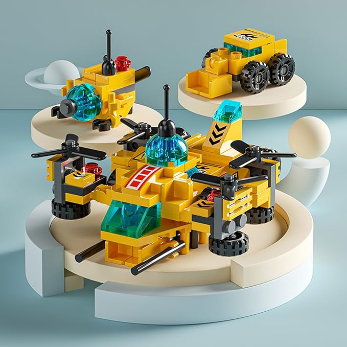 136-Piece Urban Engineering Building Blocks Set - Build 7 Cool Models: Construction Airplane, Vehicles, Submarine & More | STEM Toys for Kids Ages 6-12 | Creative Gift for Boys & Girls