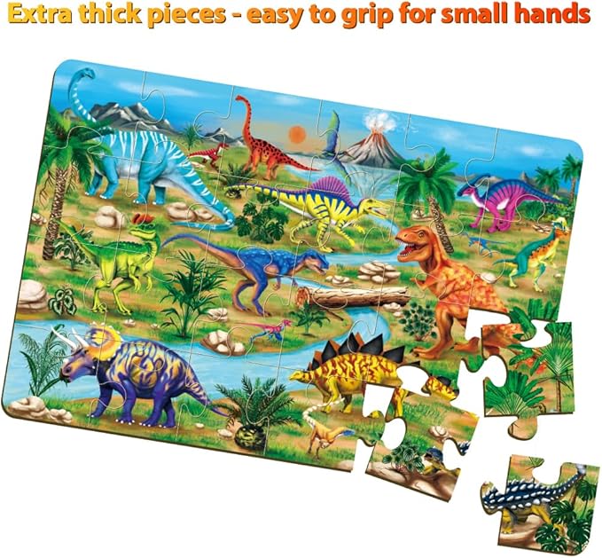 Dinosaur Floor Puzzle for Kids Ages 3-6, Jumbo 24-Piece Large Jigsaw Puzzle, Educational Preschool Toy for Boys and Girls, STEM Learning Gift for Toddlers