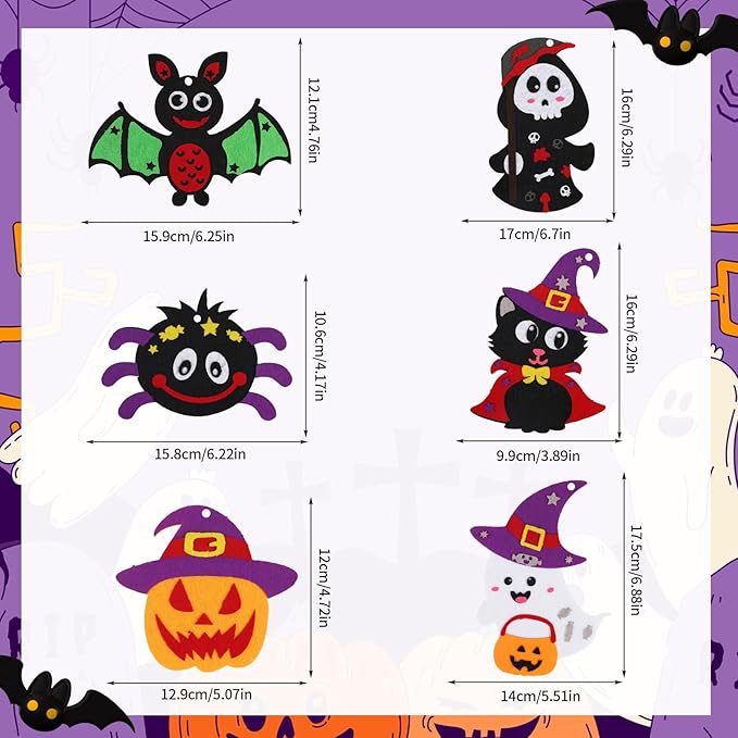 DIYASY 12 Pcs Halloween Craft for Kids, Make Your Own Foam Stickers Pumpkin Bats Craft Kits Arts and Crafts DIY Kid Friendly Halloween Decorations Games Party Activities Supplies Age 3-5 4-8