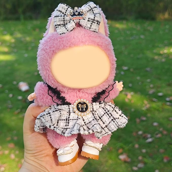 Clothes for 17cm Doll, 2 PCS Cute Chic Style Hair Clip & Dress Set, Dress up Outfit Exquisite Accessories for Dolls