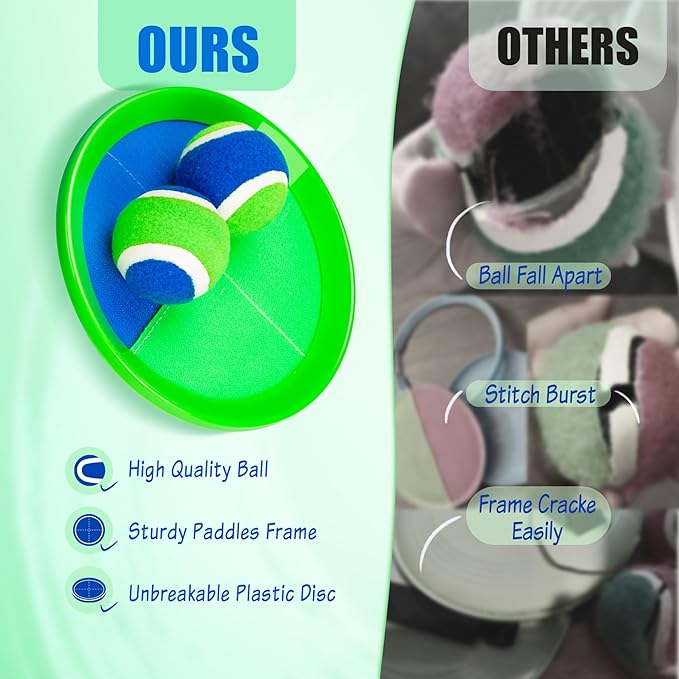 PlayZap Toss and Catch Ball Set Upgraded - Toddler Toys Kids Games for Whole Family - Water-Resistant Great for Beach Pool Yard Outdoor Games - Gift for 3 4 5 6 7 8 9 10 11 12+ Years Old Boys Girls