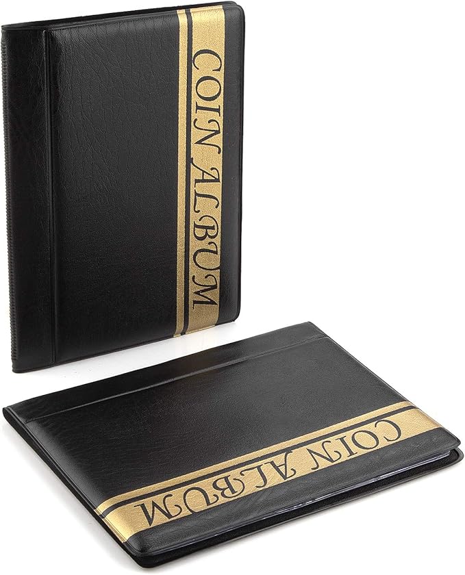 2 Pack of 120 Pockets Coin Album, 4.4 x 6.1 Handy Souvenir Penny Book, Coins Collection Holder for Pennies Collecting Passport, Hobby Coin Collector, Money Specie Display Storage Case (Black)