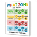 Gwisml What Zone Are You Feeling Chart Canvas Wall Art,Regulation Educational Print Painting Artwork for School Counselor Classroom Therapy Office Wall Decor 12x15inch