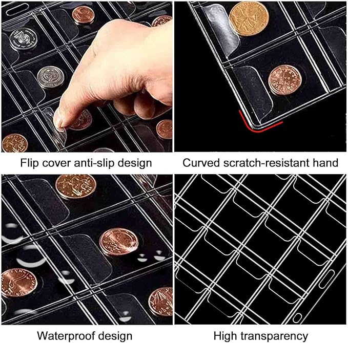 400 Pockets Coin Collection Album Book Holder for Collectors, 2 Size Coin Collecting Pages Fireproof Coin Collecting Album for 17/20/23/25/27/30/38/40mm Coins