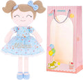 Gloveleya Personalized Doll with Embroidered Name - Floral Blue Custom Plush Doll for Girls Cute Plush Doll Customized Gift - Muñecas de Trapo Personalizadas para Niñas