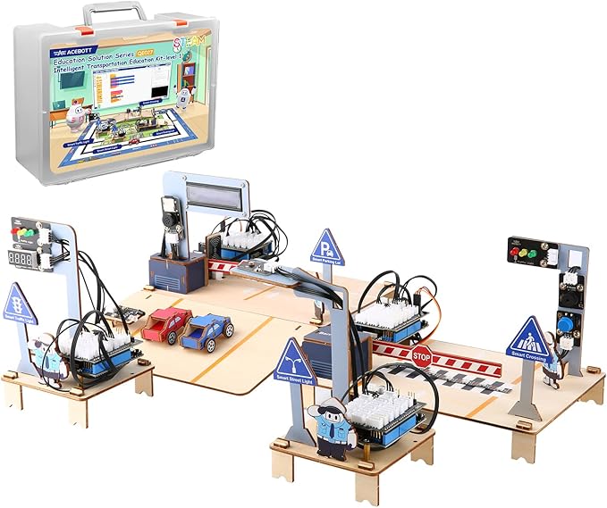 ESP32 IoT Smart Traffic Starter Kit for Kids 10+, 3D Wooden Puzzles STEM Science Kit School Educational Set DIY Crafts Coding Toys for Adults Teens 9 10+