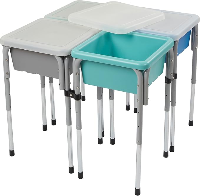 Quad Sensory Tables with Lids, Adjustable Table, Contemporary
