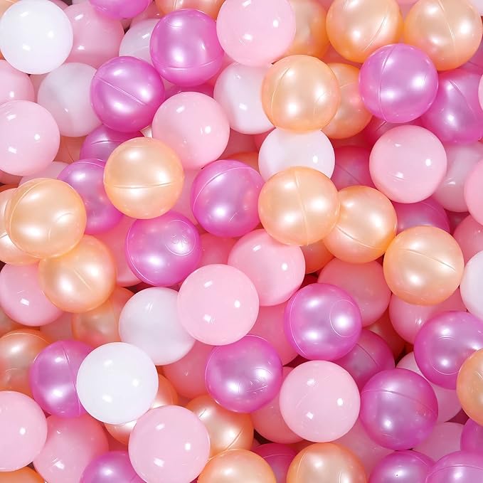 Ball Pit Balls Pack of 100 200 500 - Star and Round Set BPA Free Phthalate Free Non-Toxic Crush Proof Play Balls Soft Plastic Balls for Toddlers Baby Kids Birthday Pool Tent Party
