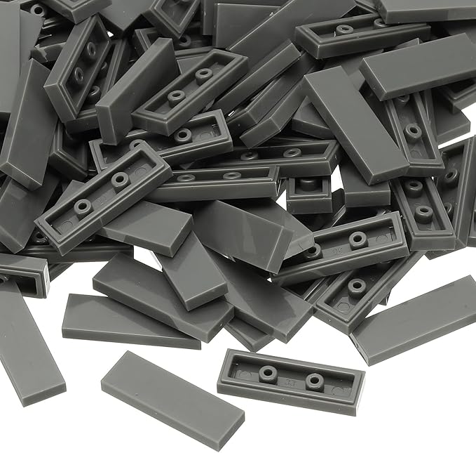 PATIKIL 122 Pcs Flat Blocks Bulk, 1x3 Square Dark Gray Classic Tiles Smooth Surface Mini Building Blocks Accessories Compatible Bricks Kits for Building Floor Walls Mosaic Pixel Arts