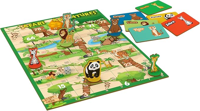 2-in-1 Wooden Board Games for Kids & Families – Premium Wood Ludo Board Game & Snakes and Ladders Board Game | Classic Family Board Games Set with Dice & Pieces, Fun Educational Gift for Boys & Girls