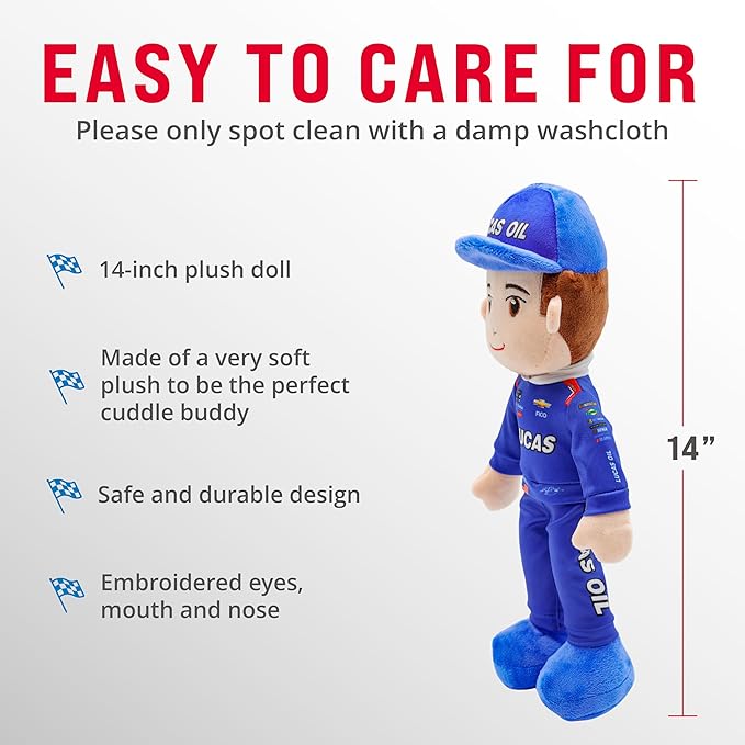 Playtime by Eimmie Plushible NASCAR Collectible, Richard Childress Racing Kyle Busch (Lucas Oil) Plush Figure, 14-Inch Rag Doll