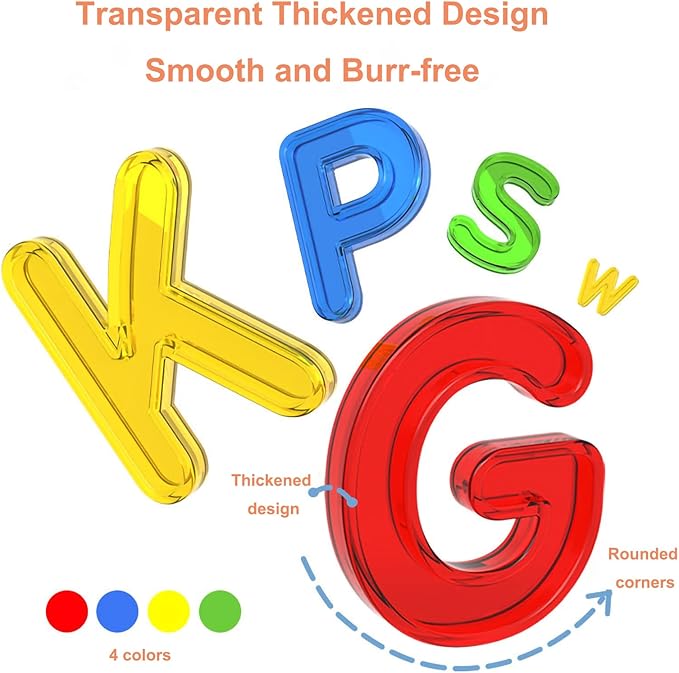 Transparent Capital Letters 52 Pcs for Light Table,Light Table Toys and Manipulatives for Kids,Educational Alphabet Set
