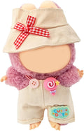 Clothes for 17cm Doll, 2 PCS Cute Cream Hat & Jumpsuit Set, Dress up Outfit Exquisite Accessories for Dolls