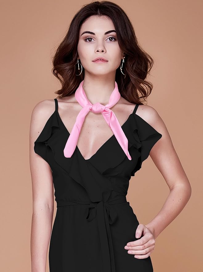 Boao 6 Pieces Chiffon Scarf 1950s Square Neck Head Scarfs Vintage Soft Polyester for Women Lady