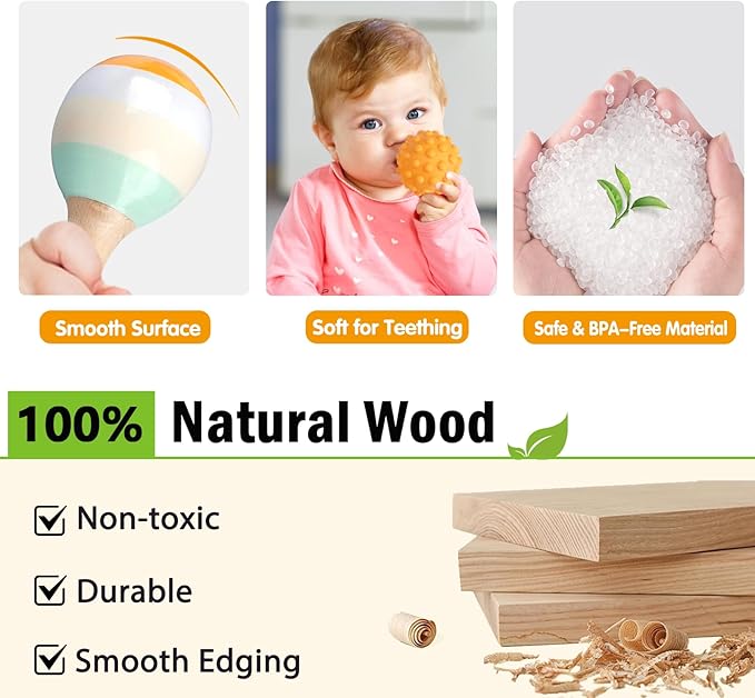 Montessori Toys for 6 Month Old 1+ Year Old 6 in 1 Musical Instruments for Toddler Stacking Blocks Development Learning Educational Toy with Wooden Xylophone for 6 7 8 9 Months Baby Birthday Gift