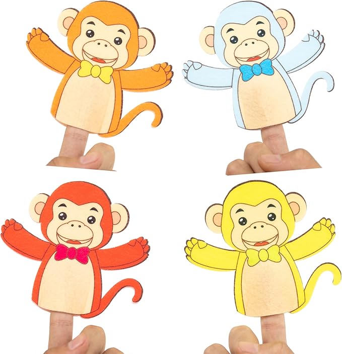 5 Little Monkeys Finger Puppets for Kids, 5 Pack Nursery Rhyme Finger Puppets Toy, Perfect for Parent-Child Interaction, Classroom Activities, Bedtime Storytelling