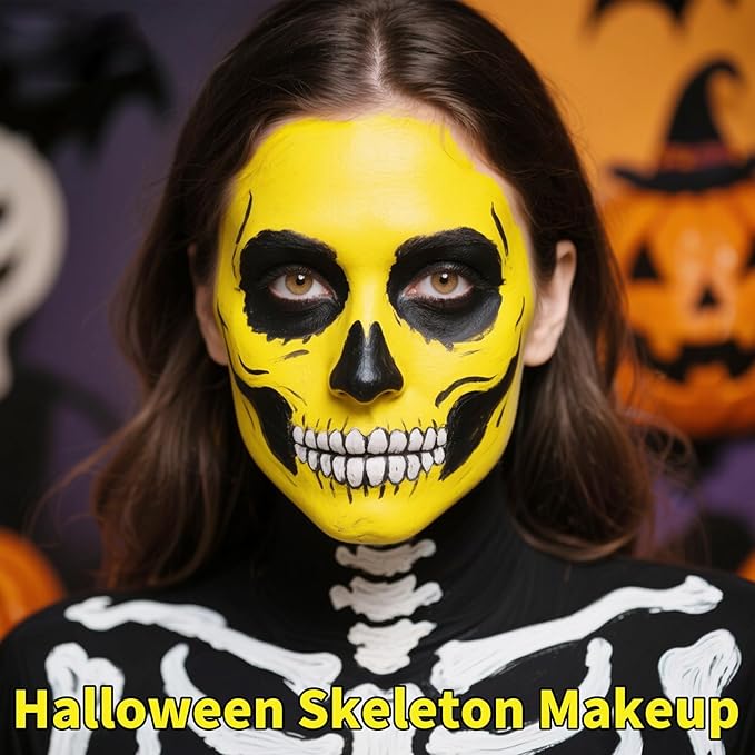 Yellow Face Paint Stick,Water-Based Yellow Body Paint Stick,Washable Full-Coverage Halloween Face Painting for Monster Lion Tiger Costume,Professional SFX Makeup for Cosplay,1.06 OZ