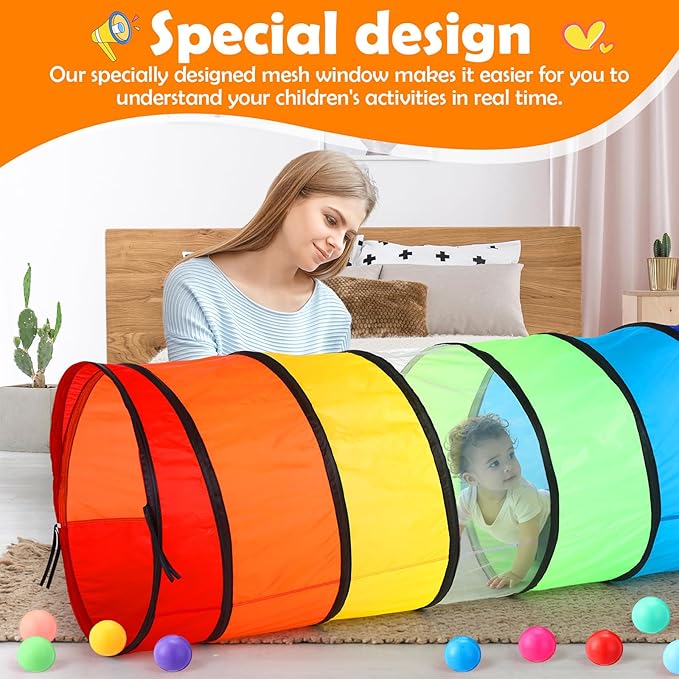 2 Pcs Giant 27.6 Inch Play Tunnel for Kids and Large Dogs Colorful Crawl Tunnel Toy for Toddlers with Breathable Mesh Game Tent Toy Girl Boy Gift