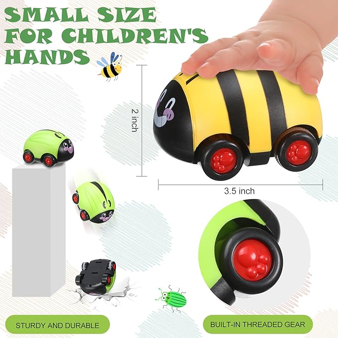 Skylety 6 Pieces Animals Pull Back Cars Sets Friction Powered Push and Go Back and Forth Vehicles Car Toys Friction Powered Vehicle Playset Toys for Christmas Gift