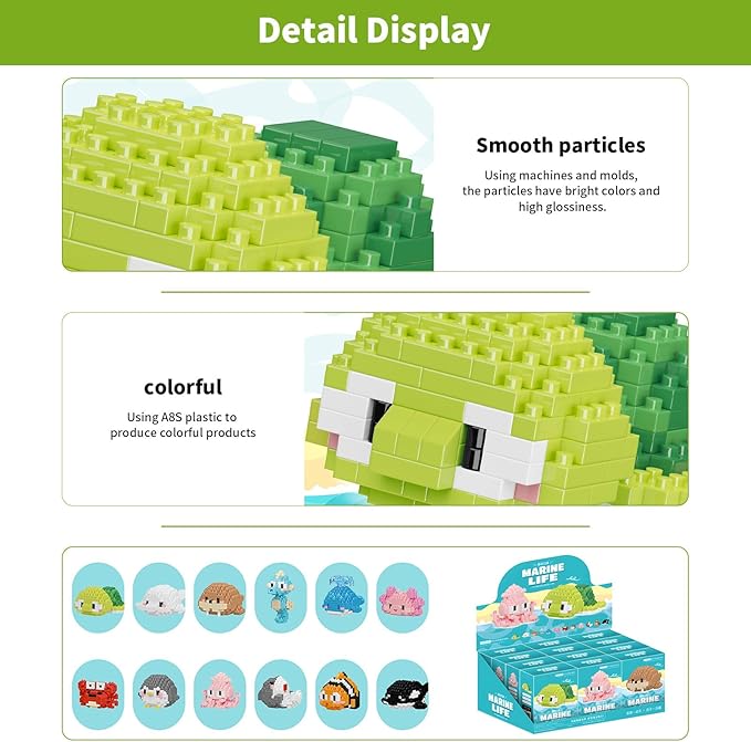 Small Toy Gift,Party Favors for Kids,12 Boxes Marine Animals Micro Mini Building Blocks Set, Birthday Gift for Kids Ages 8-16+