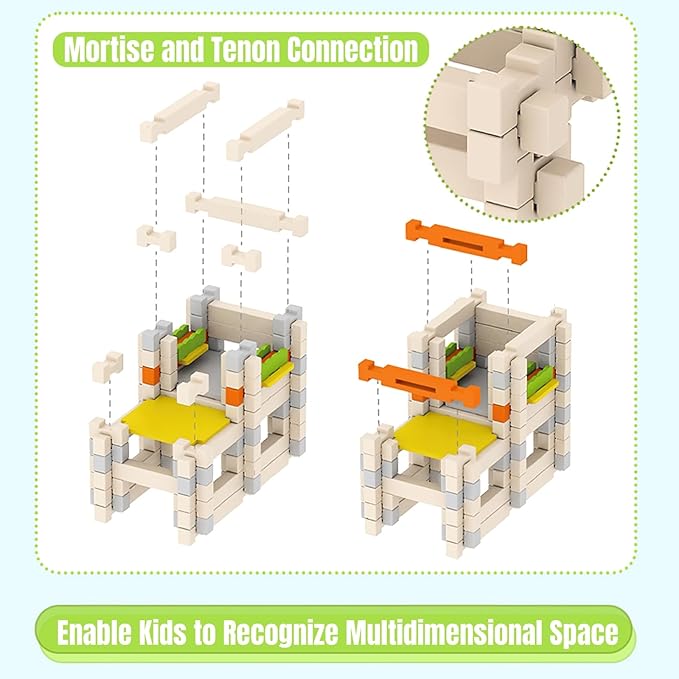 162PCS Wooden Building Blocks Set for Toddlers, Construction City Stacking Toys, Preschool Learning Educational Toys for Kids 3+ Years Girls and Boys (Police Station)