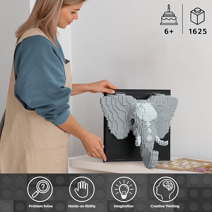 Elephant Micro Mini Building Block Sets for Adults, No Compatible with Lego, 3D Animals Wall Art Kits for Home Wall Decor & Table Display, Creative Toy Gifts for Kids Teens Boys Girls (1625 PCS)