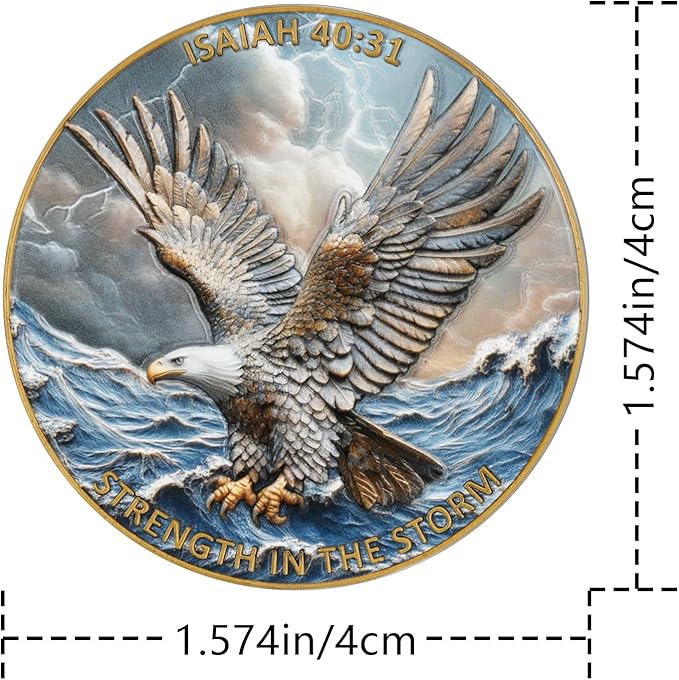 Inspirational Eagle Challenge Coin with Isaiah 40:31 Bible Verse - Motivational Military & First Responder Gift, Christian Faith Keepsake, Storm Survival Symbol