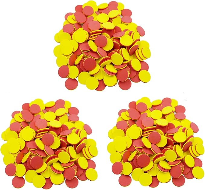 DNB 2-Color Foam Counters - 1 Inch Red-Yellow Double-Sided Math Counters, Early Learning Counting Chips, 600 Pieces