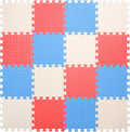 Foam Play Mat for Baby, 0.4 Inch Thick Foam Interlocking Floor Mats, Soft Non-Toxic Baby Playmat, Solid Colored Puzzle Play Mat Kids Floor Mats for Toddler, 16 Tiles(White/Red/Blue)
