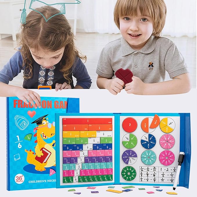 Magnetic Fraction Demonstration Book, Magnetic Fraction Tiles, Fractions Manipulatives, Score Disk Demonstrator Math Puzzle Learning Building Block Set (1PC)
