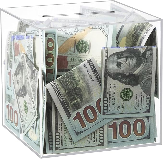 Clear Piggy Bank for Adults/Kids, Acrylic Unopenable Money Box for Cash Coin Saving, Must Break to Open, Money Saving Jar for Adults Boys Girls, Size 7.48''