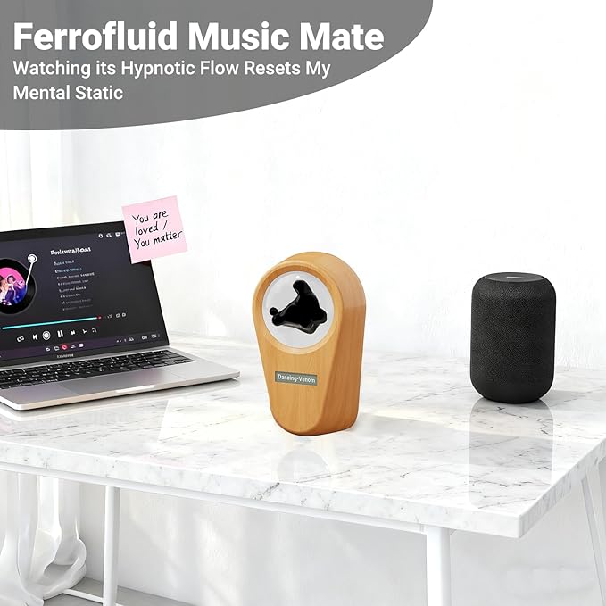 Ferrofluid Sound Visualizer, Dancing Ferrofluid Speaker Music Mate, Audio Visualizer Desk Art with Lamp, Cool Science Decor Gifts for Friend - Desk, Bedroom & Office Display (No Speaker) (Car-Key)