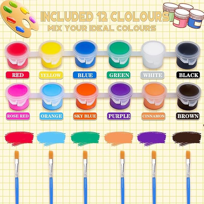 XINDUHUI 30 Pack Mini Acrylic Paint Set, 12 Colors Acrylic Paints Strips for Kids & Adults Craft Paint,420 PCS Kids Painting Kit Container Strips Storage for Home Birthday Classroom Party (420)
