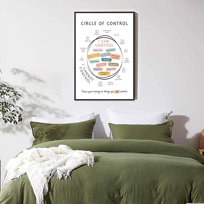 Circle Of Control Poster What I Can And Cannot Control Therapy Office Wall Art Kids Mental Health Poster Calm Down Corner School Decor 16x24in BlackFramed