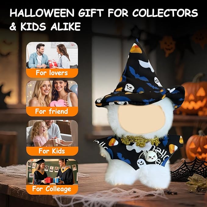 17cm Doll Clothes Set, Premium Jeans & Knitted Sweater Outfit for 17cm 15cm Dolls, Cute Dress Up Fashion, No Doll Included (Halloween Witch, 17cm/15cm)