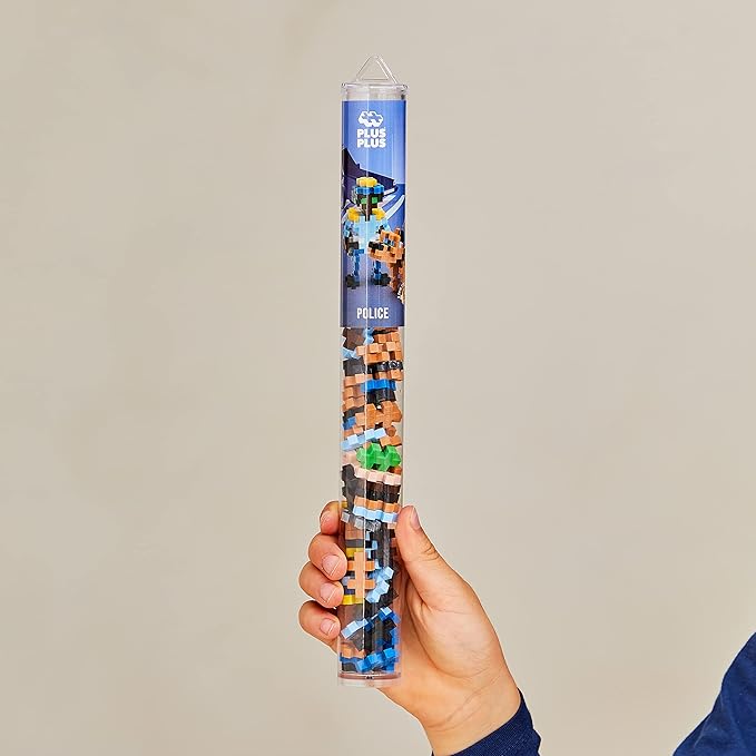PLUS PLUS 3D Figure Building Block Set, Fun Stem Toys for Kids, 70 Interlocking Pieces - Police Officer Mini Maker Tube