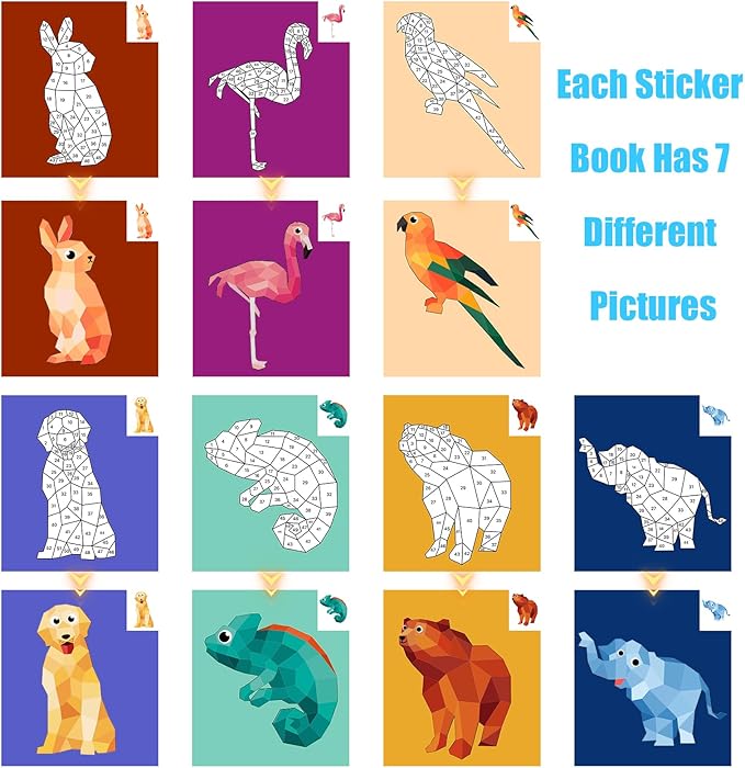 Animal Crafts for Kids Ages 4-8 Sticker Paint Books Sticker Book for Kids Ages 4-8 Boys and Girls Birthday Gifts Party Favor, Travel Activity Book Set for Learning