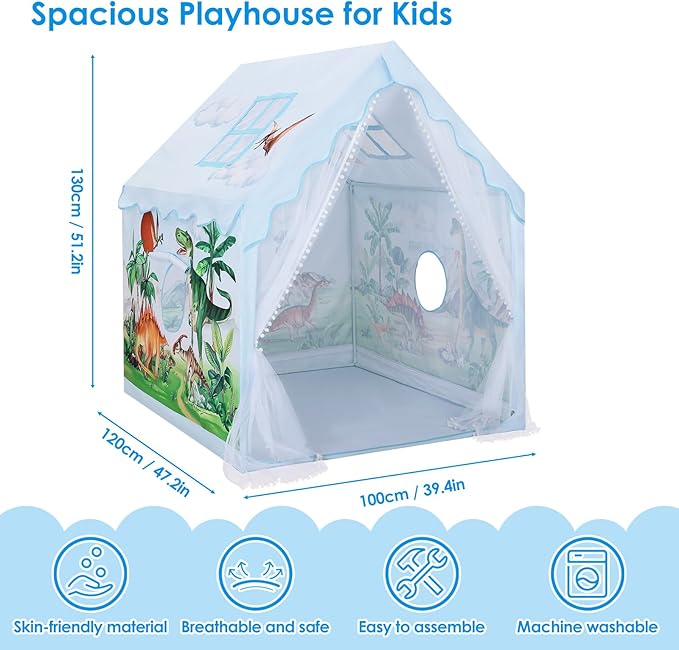 Kids Tent Toddler Playhouse for Boys Girls,Large and Foldable Kids Playtents with Windows,Portable and Lightweight Play Tent Indoor&Outdoor Gift for Children