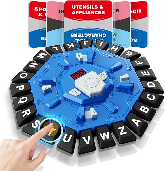 Word Game Family Board Games with Display Timer and 2 Modes, The Fast-Paced 24 Letters Pressing Games, Learning Word Game for Kids & Adults, 2-8 Players, 15-20 Minute Play Time