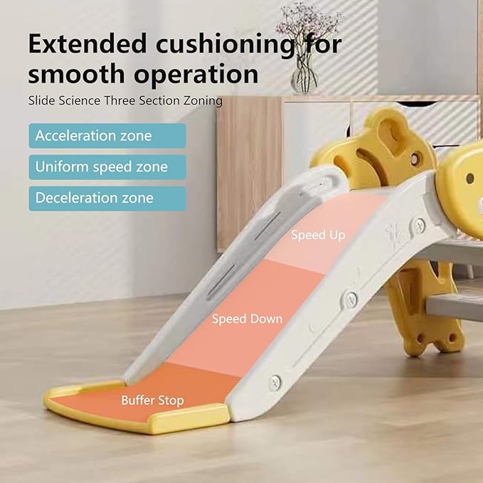 Toddler Slide,Kids Slide Playset for Toddler,Indoor Outdoor Slide Toddler Playset with Ball & Hoop, and Non-Slip Steps,Gift for Boys and Girls 1-3 Years (Yellow)