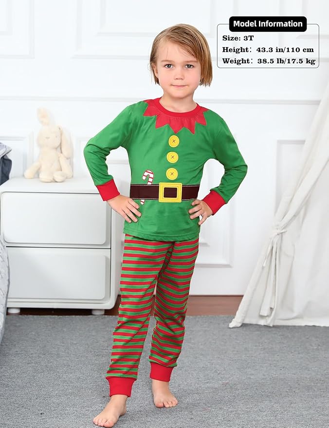 A&J DESIGN Pure Cotton Printed Pjs for 2-14 Years Kids, 2-Piece Long-Sleeved Pajamas Set